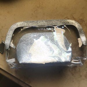 NWOT Orlane Paris cosmetic bags in sparkly silver